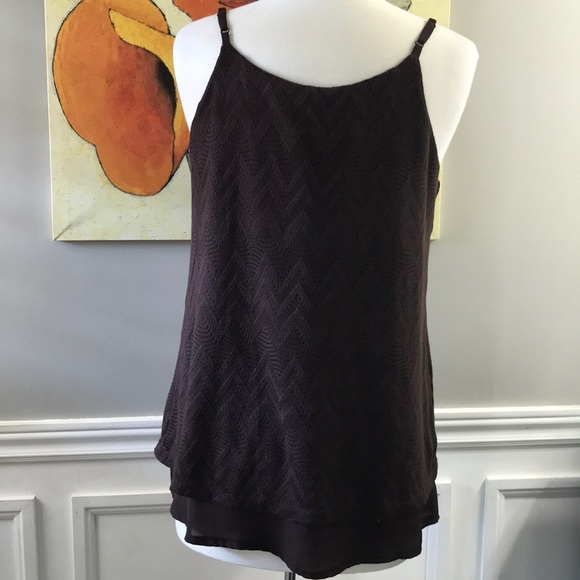 Le Chateau Brown lace v-neck tank top size XL - Picture 5 of 9